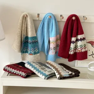 Bufanda de invierno de punto degradado mezcla de lana japonesa elegante acogedora cálida