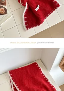College style contrast color wool blend scarf winter warm knit shawl for women and men daily wear