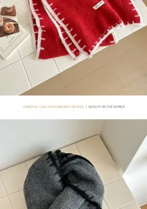 Collegiate style color block wool scarf, autumn and winter warm cozy neck warmer shawl.