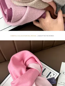 100% pure wool winter scarf for men and women double sided cozy warm neck wrap gift