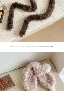 Vue détaillée de chauffe-oreilles en peluche chaude d'hiver et d'accessoire en fausse fourrure.