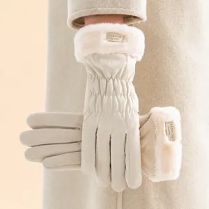 Guantes de Esquí Cálidos con Pantalla Táctil para Mujer de Invierno Forro de Forro Polar de Peluche Espesado A Prueba de Viento