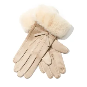 Guantes de invierno para mujer con puño de piel sintética y lazo, táctiles y muy cálidos