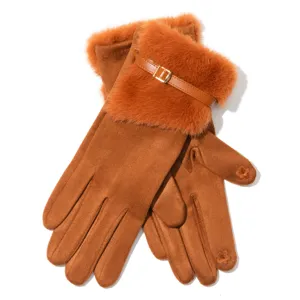 Dames winter warme handschoenen nepbont manchetten bruin winddicht thermisch schattig leuk