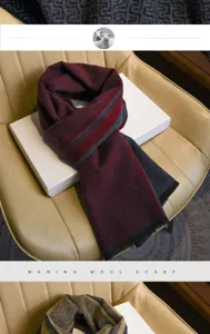 Écharpe d'hiver en laine mérinos pour homme, long cache-cou tricoté pour temps froid et style.