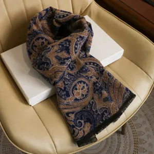 Winter Warm Polyester Scarf For Men And Women Classic Paisley Pattern Thickened Soft Shawl Fashion Versatile Neck Scarf