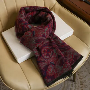 Classic paisley pattern thick warm winter scarf cashmere feel shawl for men and women cozy soft neckwear