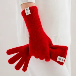 Dames Lange Gebreide Handschoenen Winter Warm Winddicht Effen Kleur Vingers Gescheiden Acryl Handschoenen Elegante Dames Accessoires