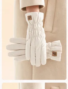 Women winter thick warm padded gloves windproof waterproof snow mittens for outdoor cycling.