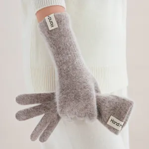 Lange pluizige gebreide handschoenen voor dames winter warm gezellige wanten stijlvol