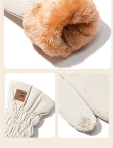 Thick winter warm women gloves waterproof windproof down cotton mittens details display