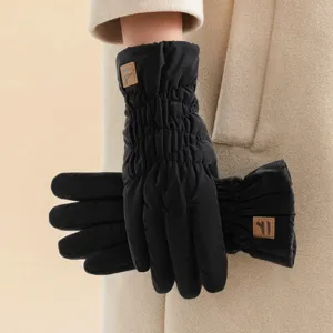 Women winter warm gloves thickened down cotton windproof waterproof outdoor skiing mittens