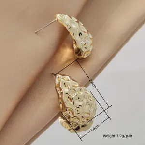 Gold Hammered Teardrop Earrings Chic Irregular Metal Studs Fashion Statement Jewelry Accessories