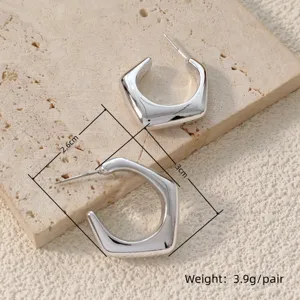 Boucles d'oreilles creoles geometriques en argent pour femmes bijoux mode 2,6x3cm