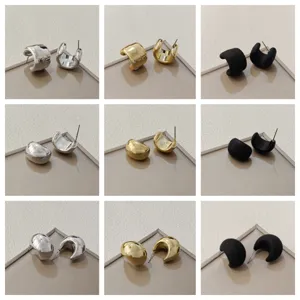 Mode Geometrische C-Förmige Creolen Für Frauen Minimalistisch Galvanisierte Legierung Tropfenform Statement Klobige Ohrringe Schmuck Geschenk