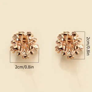 Gold flower shaped clip-on earrings for women, elegant fashion jewelry accessory, 2cm size.