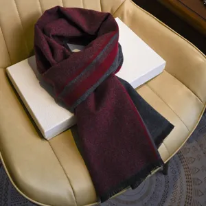 Echarpe d hiver homme en laine longue tricotée chauffe-cou rayée franges mode accessoire