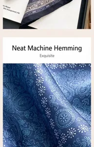 Vintage blue paisley silk small square scarf lightweight luxury neckerchief for unisex