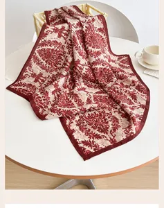 Retro damask print small square scarf for women, elegant neck scarf or stylish head wrap.