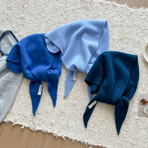 Zachte wollen driehoek sjaal warme gebreide nekbeschermer effen hoofddoek vrouwen