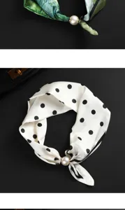 Damen Seidenschal Halstuch mit eleganter Perlenschnalle, weicher Stoff für Herbst Halswärme.