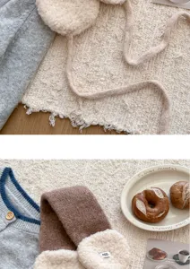 Winter warm plush earmuffs scarf set cute furry ear warmer thick cold proof winter accessory