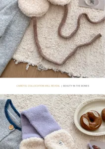 Cozy winter knitted earmuffs with long ties, cute plush warm ear warmers for women.