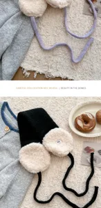 Winter warm knitted plush earmuffs cute outdoor cold-proof fuzzy ear warmers for women