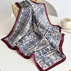 Fashion Women Square Scarf Ethnic Floral Paisley Print Neck Scarf Polyester Soft Lightweight Head Scarf