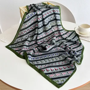 Women Fashion Square Scarf Vintage Polyester Neck Scarf Headband Elegant Decorative Shawl For Ladies