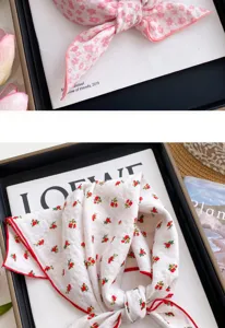 Floral print square scarf cute small bandana stylish neckerchief for women and kids spring