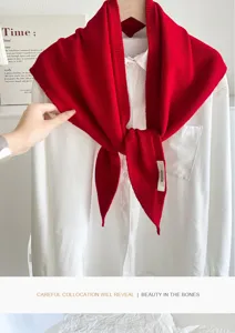 Rote Wollmischung Strick Dreiecksschal vielseitige elegante Modeaccessoires fuer Damen