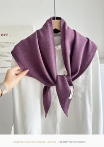 Lila Wolle Mischung dreieckiges Strickschal Tuch, elegante koreanische vielseitige Accessoire.