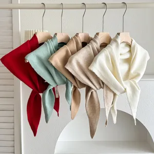 Damen Winter Einfarbig Knit Dreieckig Shawl Scharf Acryl Künstliche Wolle Quaste Vielseitig Outerwear Wraps