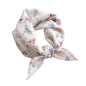 Cute cartoon dog print baby square scarf versatile spring autumn neckerchief for kids