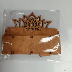 Modern wooden lotus card holder unassembled desktop organizer DIY display stand 1pc
