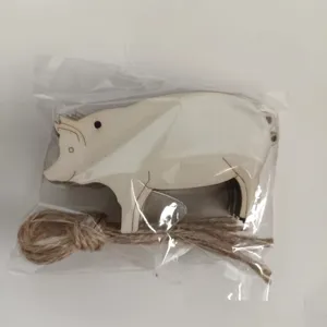 Natural Wooden Blank Pig Hanging Tags DIY Craft Wood Slices With Hemp Rope For Home Decoration Party Ornaments
