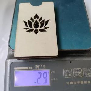 Wooden lotus card holder vintage hollow business card organizer desktop decor accessory detail view