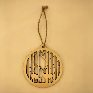 Wooden Christmas Hanging Ornament Hollow Deer Forest Design Tree Pendant For Holiday Party Home Decor