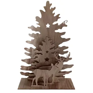 Sapin de Noël en bois décoration de table cerf ornement de fête découpe au laser