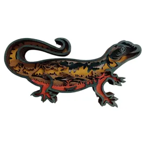 Bois 3D Creux Lézard Bureau Ornement Créatif Forêt Art Artisanat Table Décoration