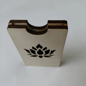 Modern wooden lotus business card holder vintage card storage box tabletop home decoration 1pc