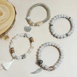Bohemian retro beaded stretch bracelet set multi-layer stackable jewelry for women