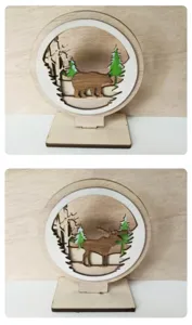 Wooden desktop ornament laser cut forest animal scenery fine detail view for home decor