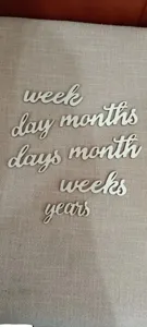 Palabras de hito de bebé de madera accesorios de fotografía mensual de recién nacido adornos de letras