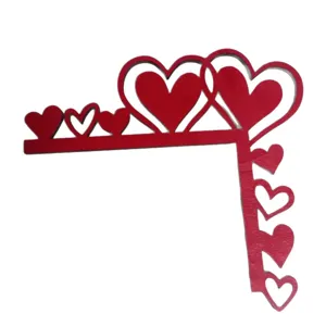 Red wooden heart door corner decoration, perfect for Valentine's Day and wedding decor.