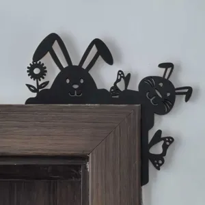 Easter Wooden Door Corner Decor Bunny Cutout Silhouette Home Hanging Ornament Holiday Party Wooden Craft Decoration