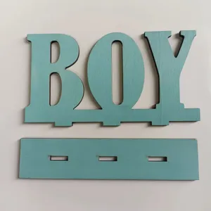 Ornement de bureau en bois bleu lettre BOY décoration de maison enseigne affichage