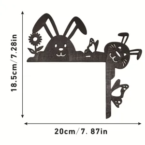 Easter wooden door corner decoration cute bunny floral silhouette sign 20x18.5cm