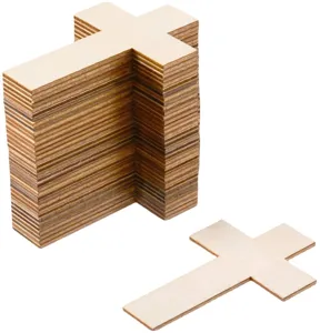 Natural wood cross slices for kids painting, DIY craft and handmade wooden art projects.
